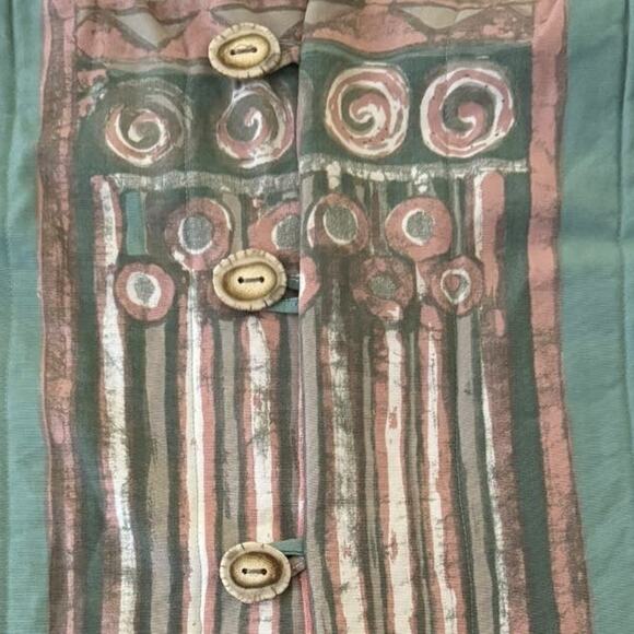 OOAK Quilted Patterened Retro green top jacket short sleeves button front medium - Picture 8 of 11